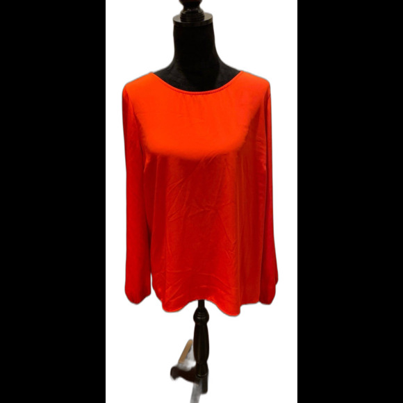 Skies Are Blue Blouse Size Large Top Red Unique Ruffle Corset Back Flowy Sleeve - Picture 2 of 11